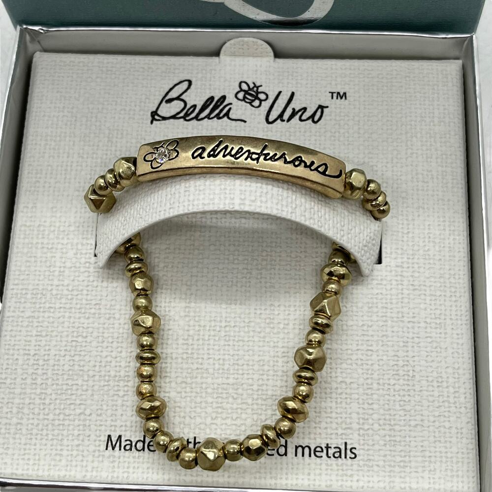 Bella Uno Bracelet Bee Adventurous Gold Tone Stretch New in Box Novelty Gift